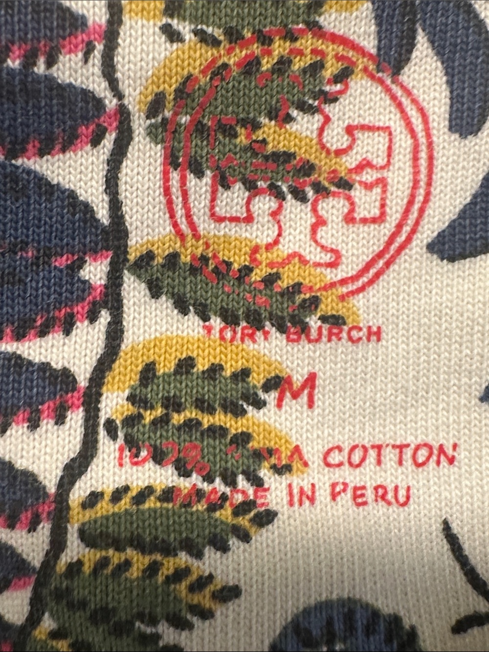 Tory Burch Cream Floral Mini Dress with Pink & Navy Trim - Picture 7 of 7